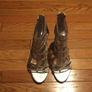 ALDO silver bejeweled high heels